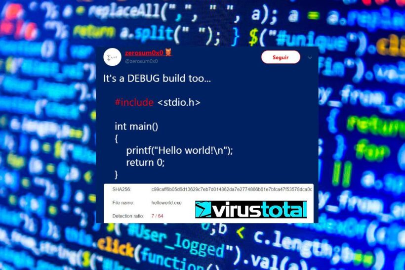 Hello World detectado como malware VirusTotal