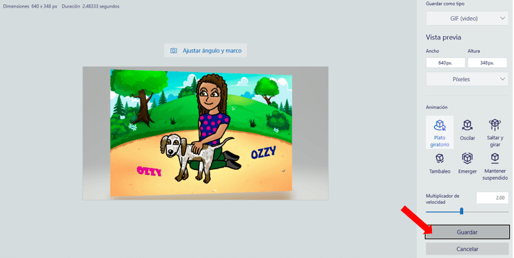 Cómo crear GIF animado en Paint 3D 9 Guardar GIF