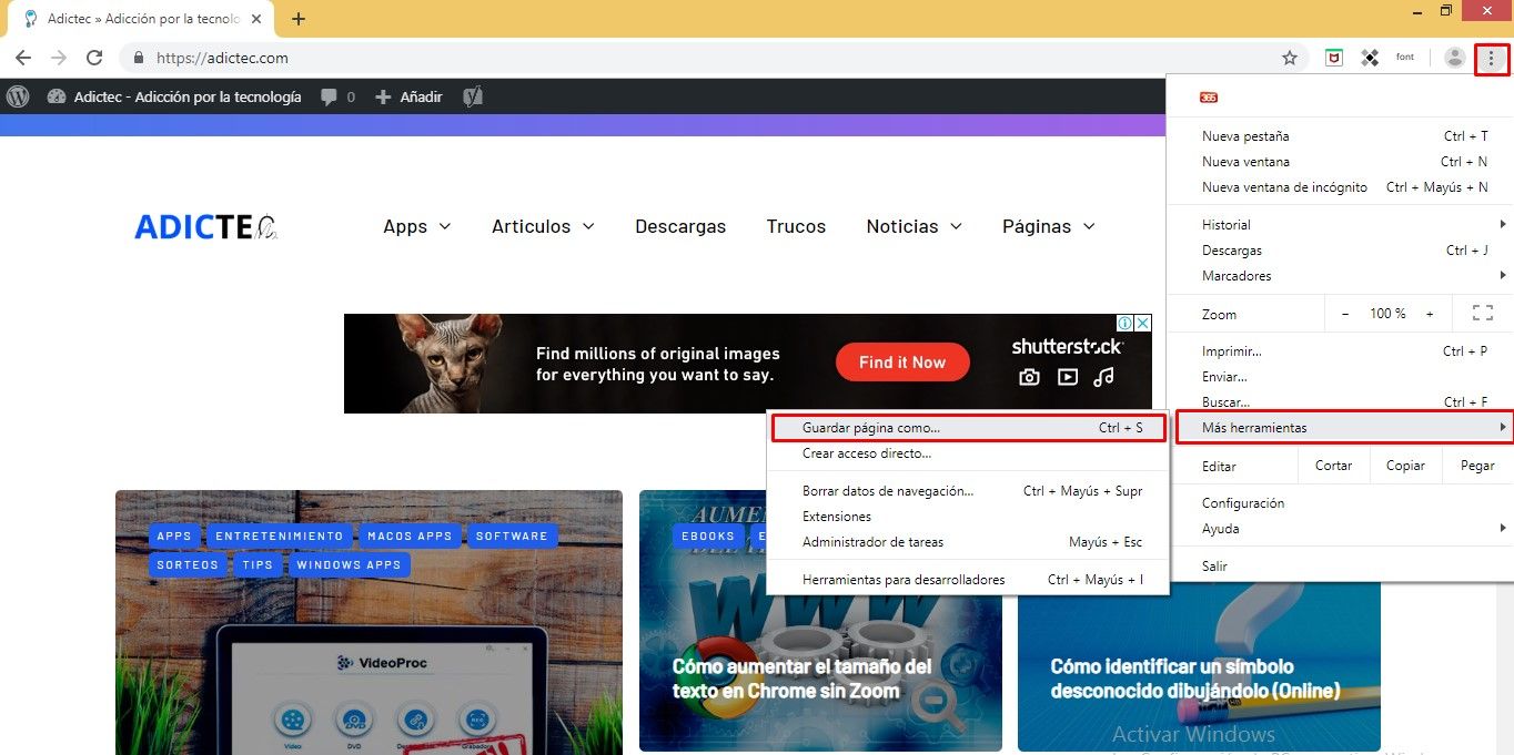 Cómo guardar una página web en Chrome 2 Guardar página web