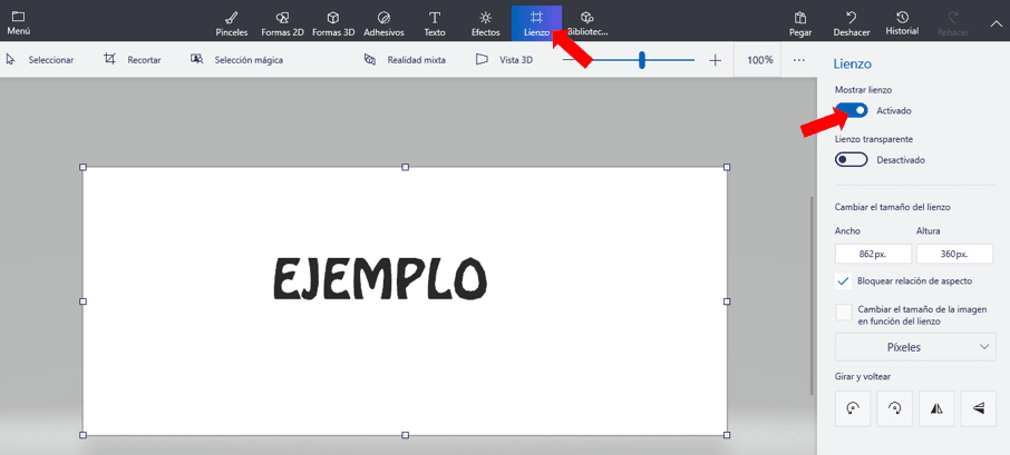 Cómo crear GIF animado en Paint 3D 12 Lienzo activado