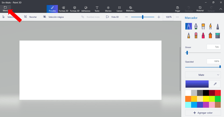 Cómo crear GIF animado en Paint 3D 10 Menú texto