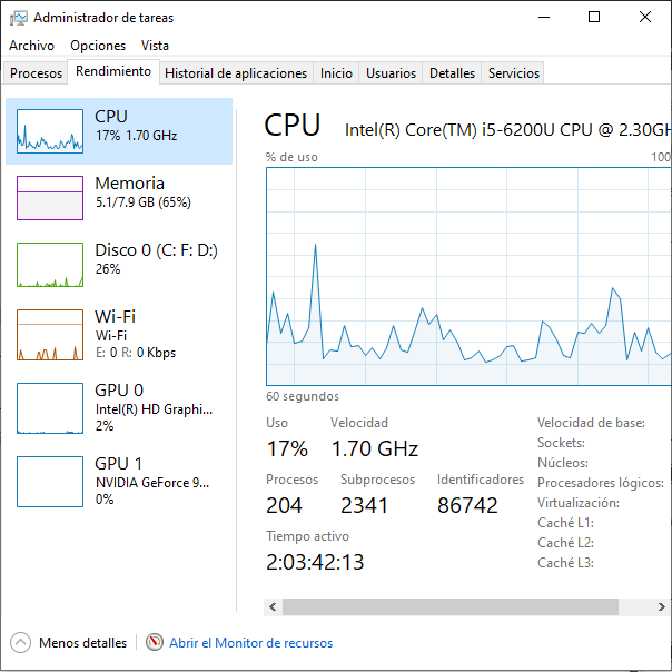Cómo verificar información de tu tarjeta gráfica en Windows 10 4 Rendimiento