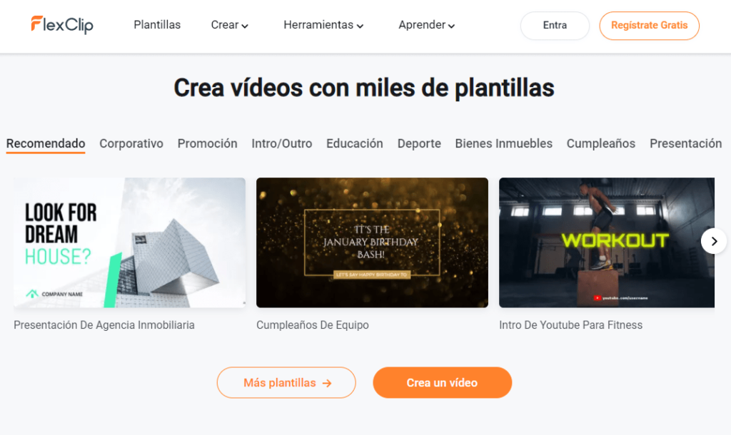 Cómo Hacer un Vídeo Sólo con Imágenes 2 Página principal de FlexClip