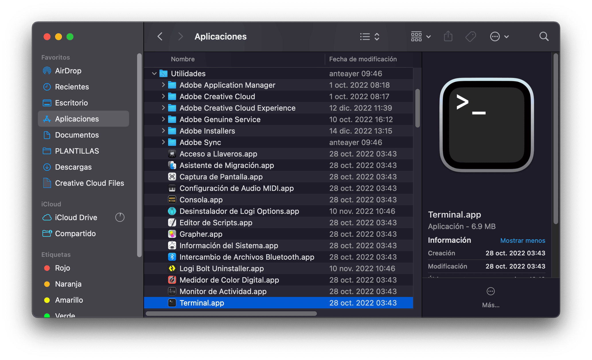 Abrir Terminal.app a través del Finder