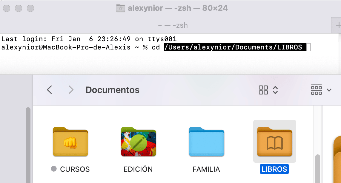 Arrastrar carpeta a terminal Mac