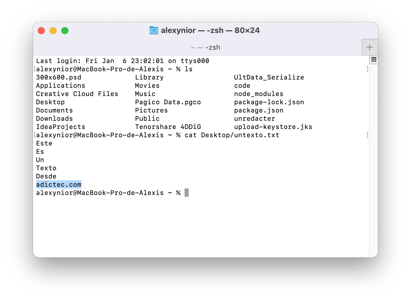 Leer contenido de archivo desde terminal mac