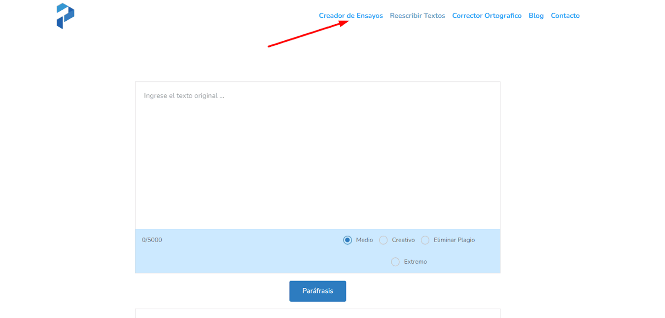 Batalla de los Mejores: Comparación de los 2 Mejores Creadores de Ensayos en 2023 14 Interfaz del sitio web Parafraseartextos.com