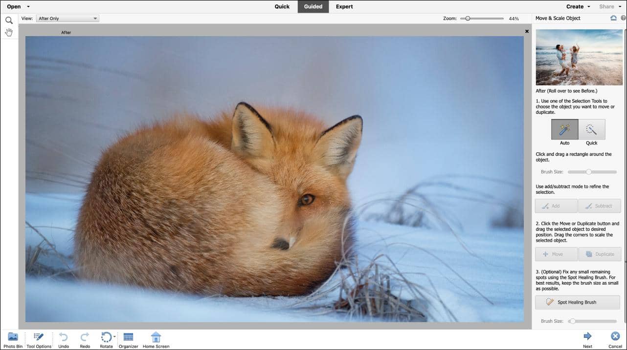 Los Mejores Editores de Fotos para MacBook Air 9 Interfaz de trabajo de Photoshop Elements