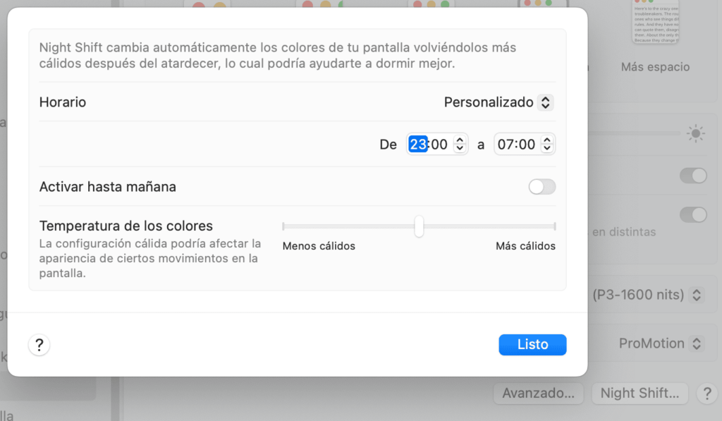 ¿Muchas Horas frente a la Pantalla? La Influencia de la Luz Azul en los Ojos 4 Configuración de Night Shift en macOS