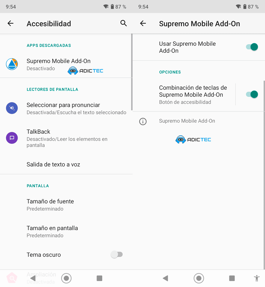 Cómo Acceder a tu Móvil Android desde iPhone con Supremo Mobile Assist 5 Autorización de accesibilidad de Supremo Mobile Add-On