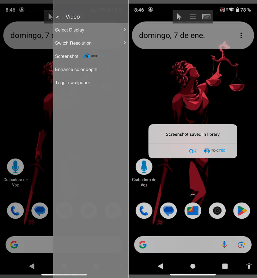 Cómo Acceder a tu Móvil Android desde iPhone con Supremo Mobile Assist 8 Función de screenshot de Supremo Mobile Assist