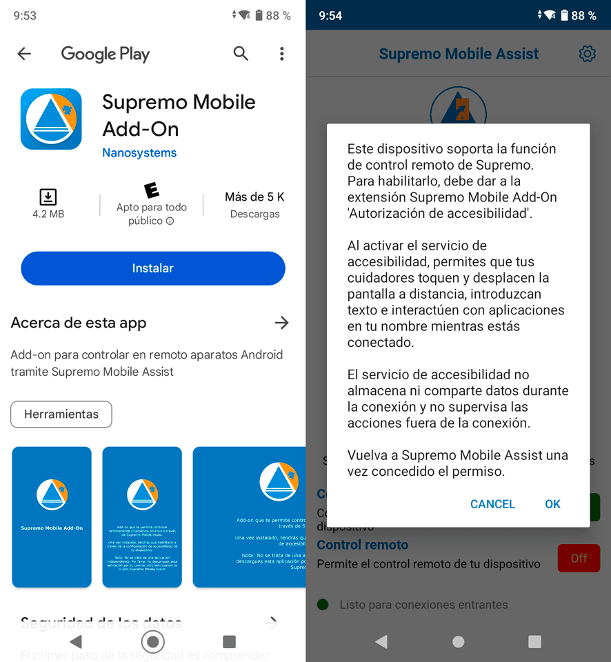 Cómo Acceder a tu Móvil Android desde iPhone con Supremo Mobile Assist 4 Instalar Supremo Mobile Add-On en Android