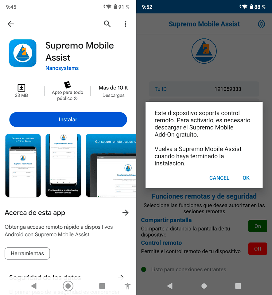 Cómo Acceder a tu Móvil Android desde iPhone con Supremo Mobile Assist 3 Instalar Supremo Mobile Assist en dispositivo Android