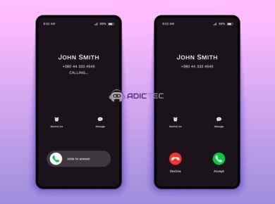 Comparación de dos interfaces de pantalla de llamada en iPhone, mostrando dos métodos diferentes para contestar.
