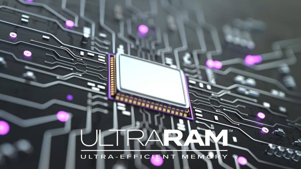 ¿Qué es UltraRAM?: El Futuro de la Computación 3 Representación gráfica de un chip de memoria UltraRAM en una placa base.