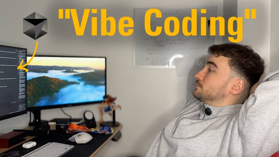 Vibe Coding: ¿Qué es y cómo lo ven los profesionales de TI y los empleadores? 5 Imagen de un programador relajado frente a su ordenador, con código en pantalla. Post sobre opiniones respecto al Vibe Coding.