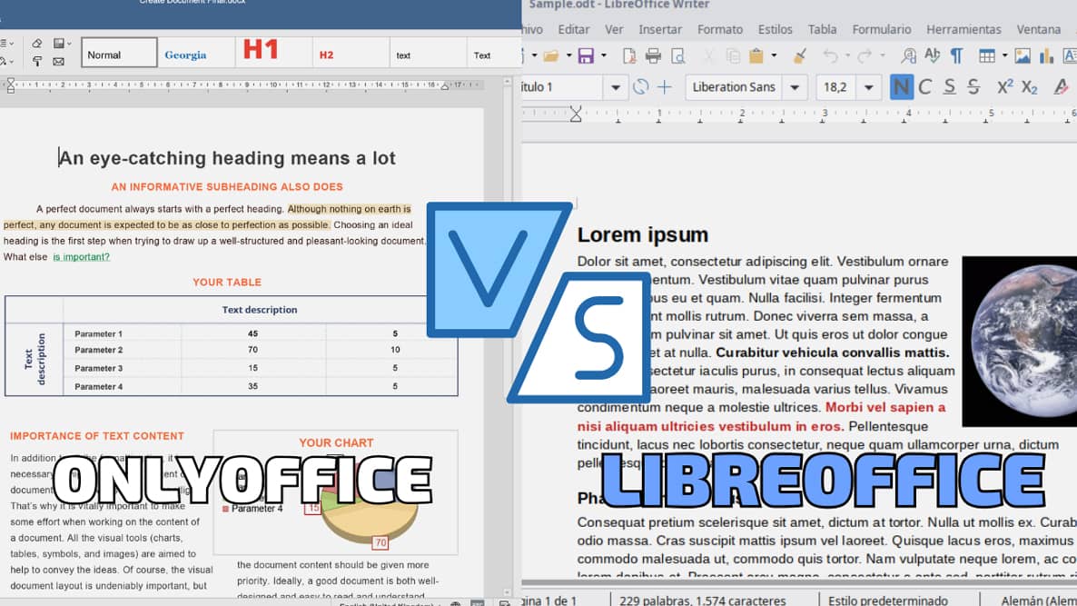 9 Mejores Alternativas a Word Gratis (y a Office) 6 Comparativa visual de las interfaces de OnlyOffice y LibreOffice, dos de las mejores alternativas gratuitas a Microsoft Word.