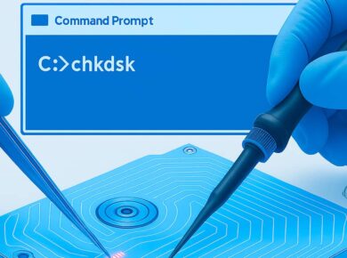 Comando chkdsk: Cómo Reparar Errores de un Disco Duro/SSD 14 Ilustración de la reparación de un disco duro usando el comando chkdsk para corregir errores y sectores dañados.